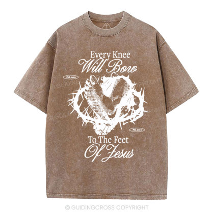 Every Knee Will Bow Christian Washed T-Shirt