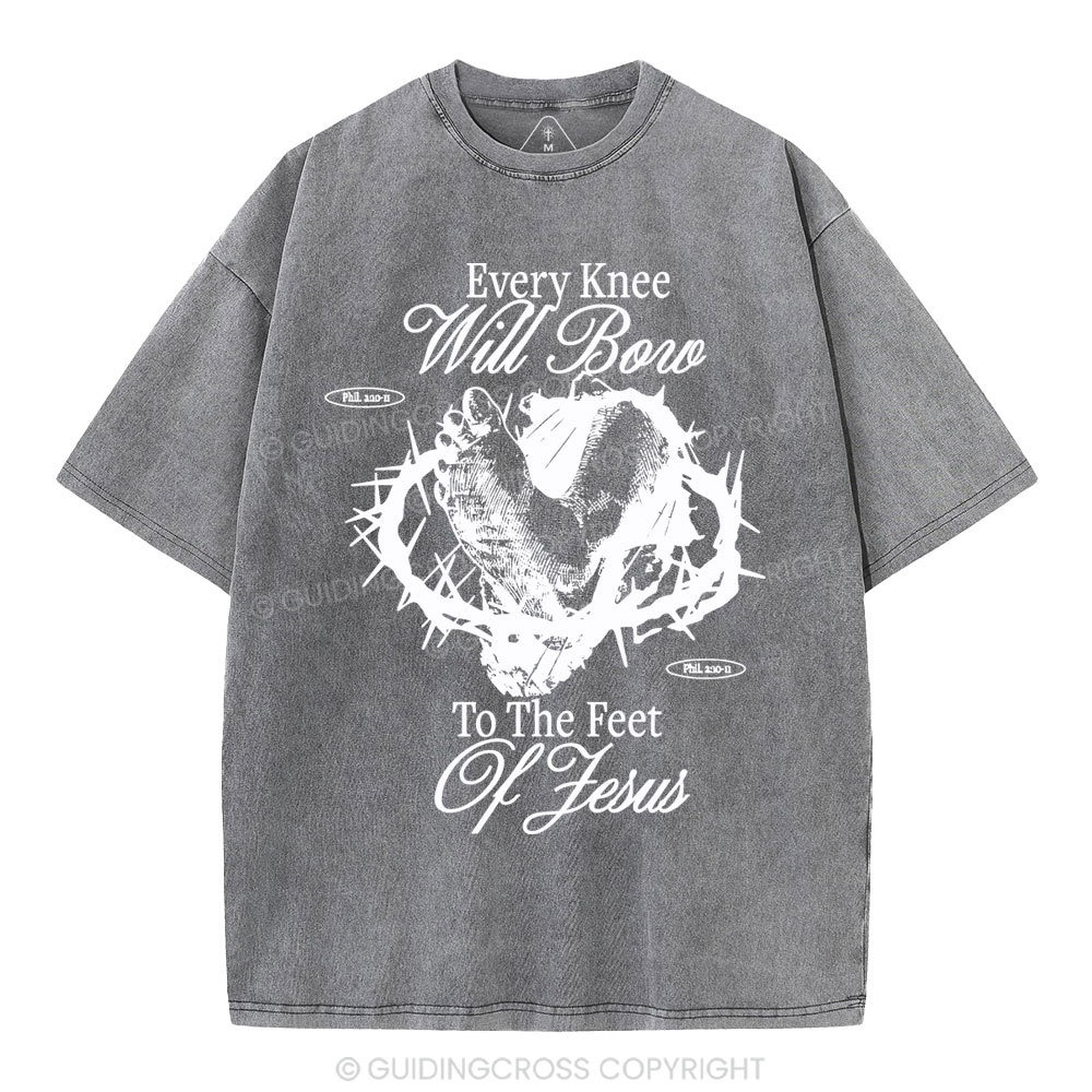 Every Knee Will Bow Christian Washed T-Shirt