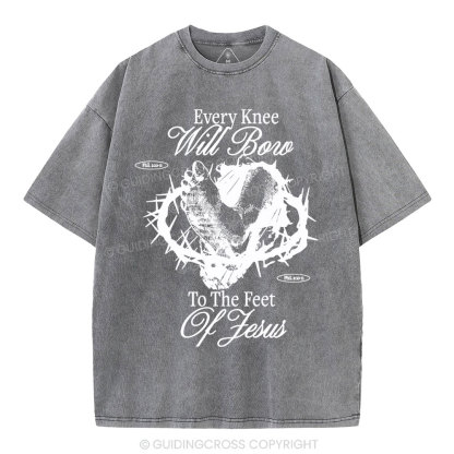 Every Knee Will Bow Christian Washed T-Shirt