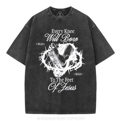 Every Knee Will Bow Christian Washed T-Shirt