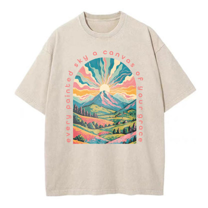 Every Painted Sky A Canvas Of Your Grace Christian Washed T-Shirt