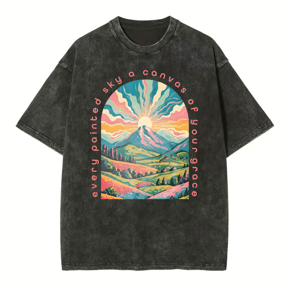 Every Painted Sky A Canvas Of Your Grace Christian Washed T-Shirt
