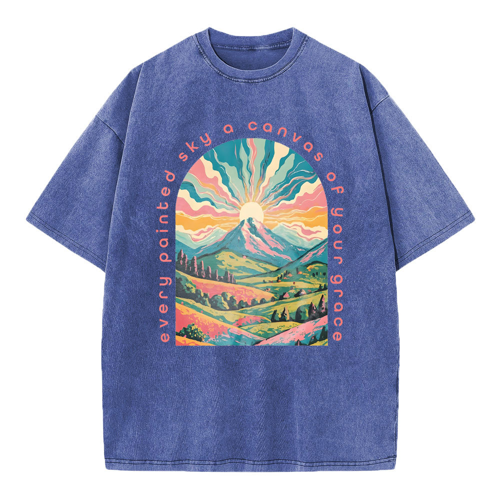 Every Painted Sky A Canvas Of Your Grace Christian Washed T-Shirt