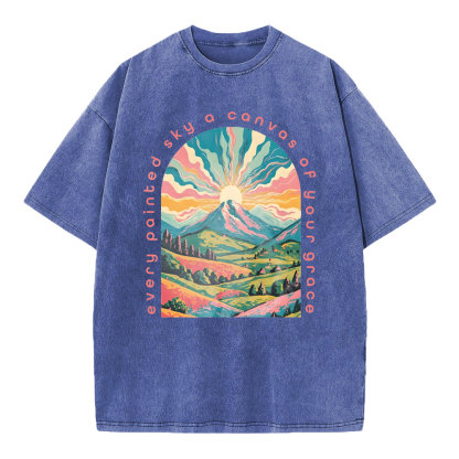 Every Painted Sky A Canvas Of Your Grace Christian Washed T-Shirt