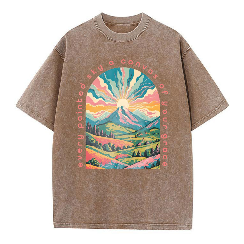 Every Painted Sky A Canvas Of Your Grace Christian Washed T-Shirt