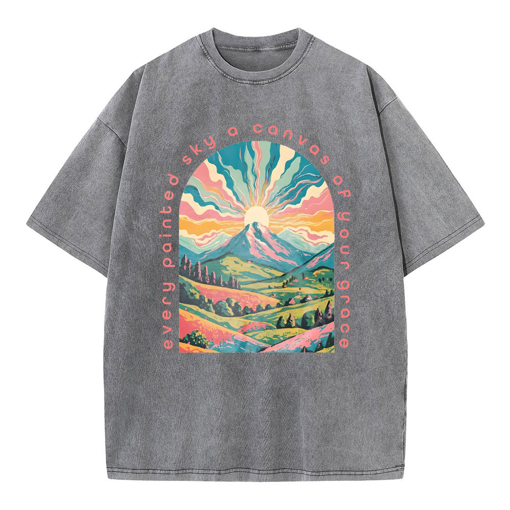 Every Painted Sky A Canvas Of Your Grace Christian Washed T-Shirt