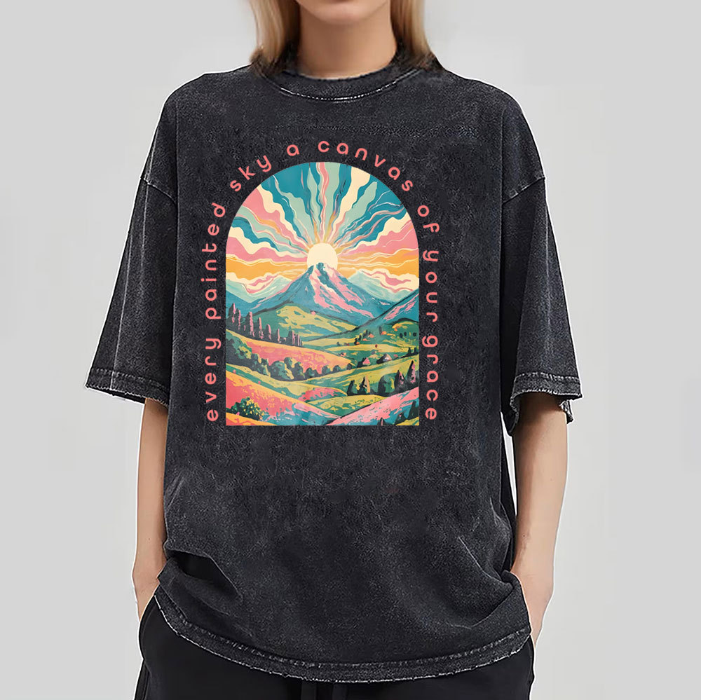 Every Painted Sky A Canvas Of Your Grace Christian Washed T-Shirt