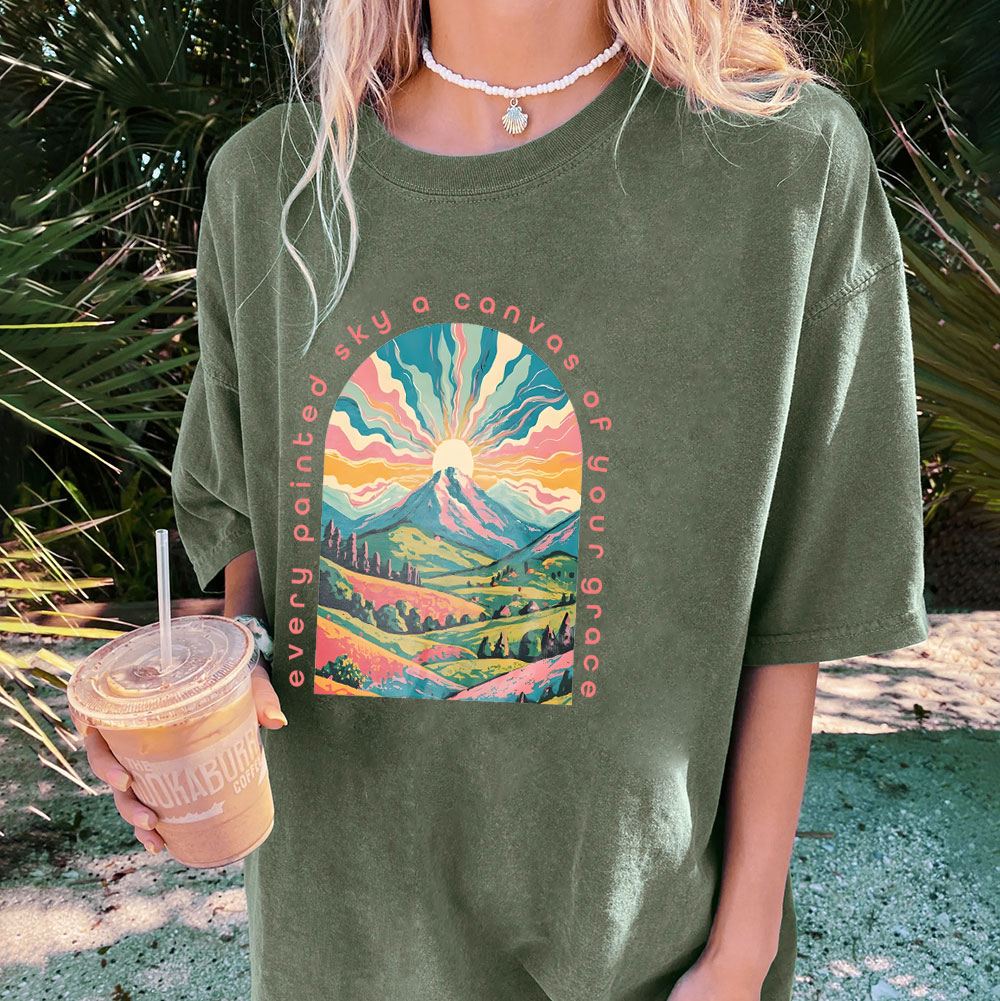 Every Painted Sky A Canvas Of Your Grace Christian Washed T-Shirt