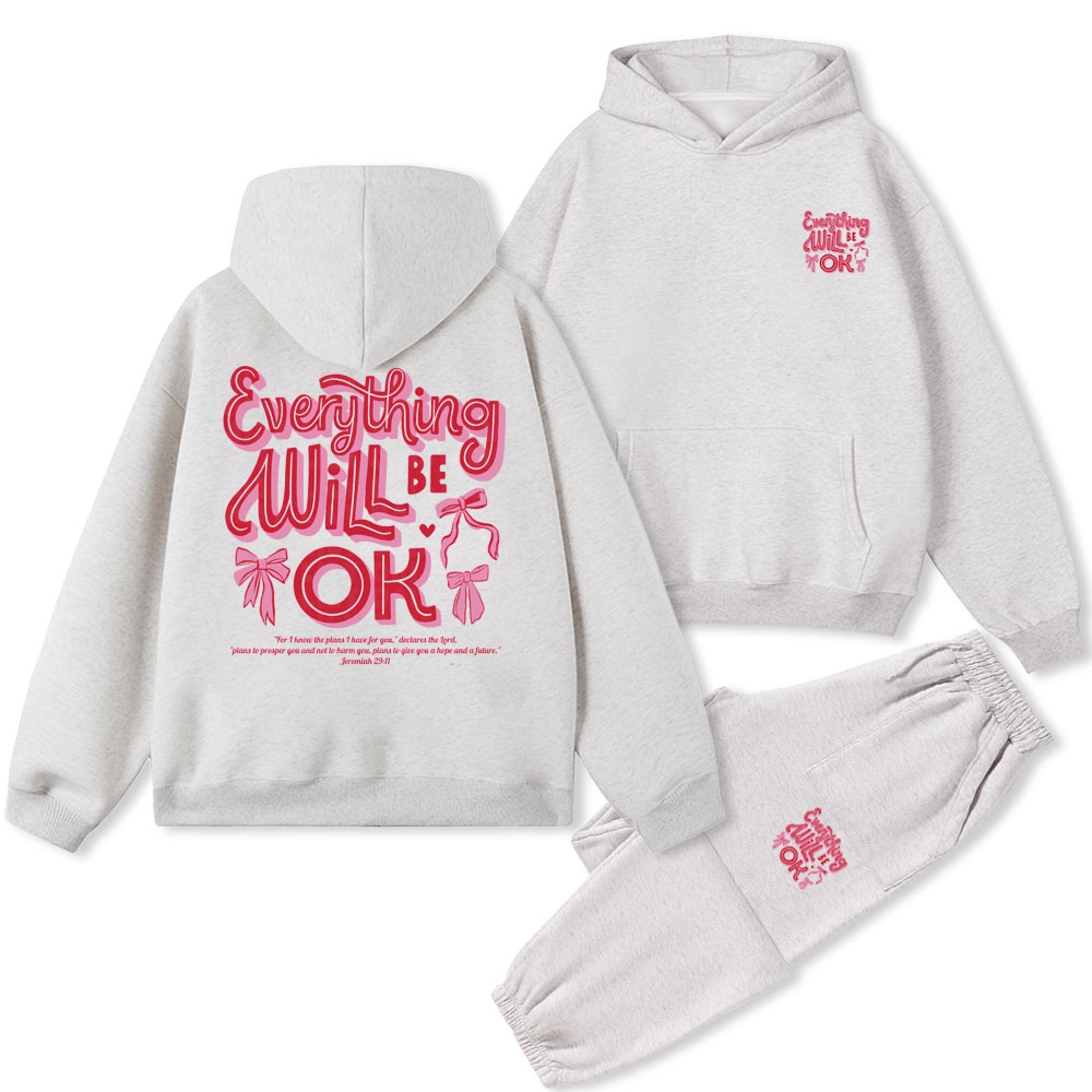 Everything Will Be Ok Christian Fleece Hoodie Set