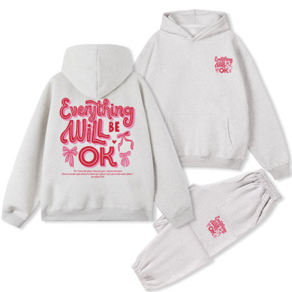 Everything Will Be Ok Christian Fleece Hoodie Set