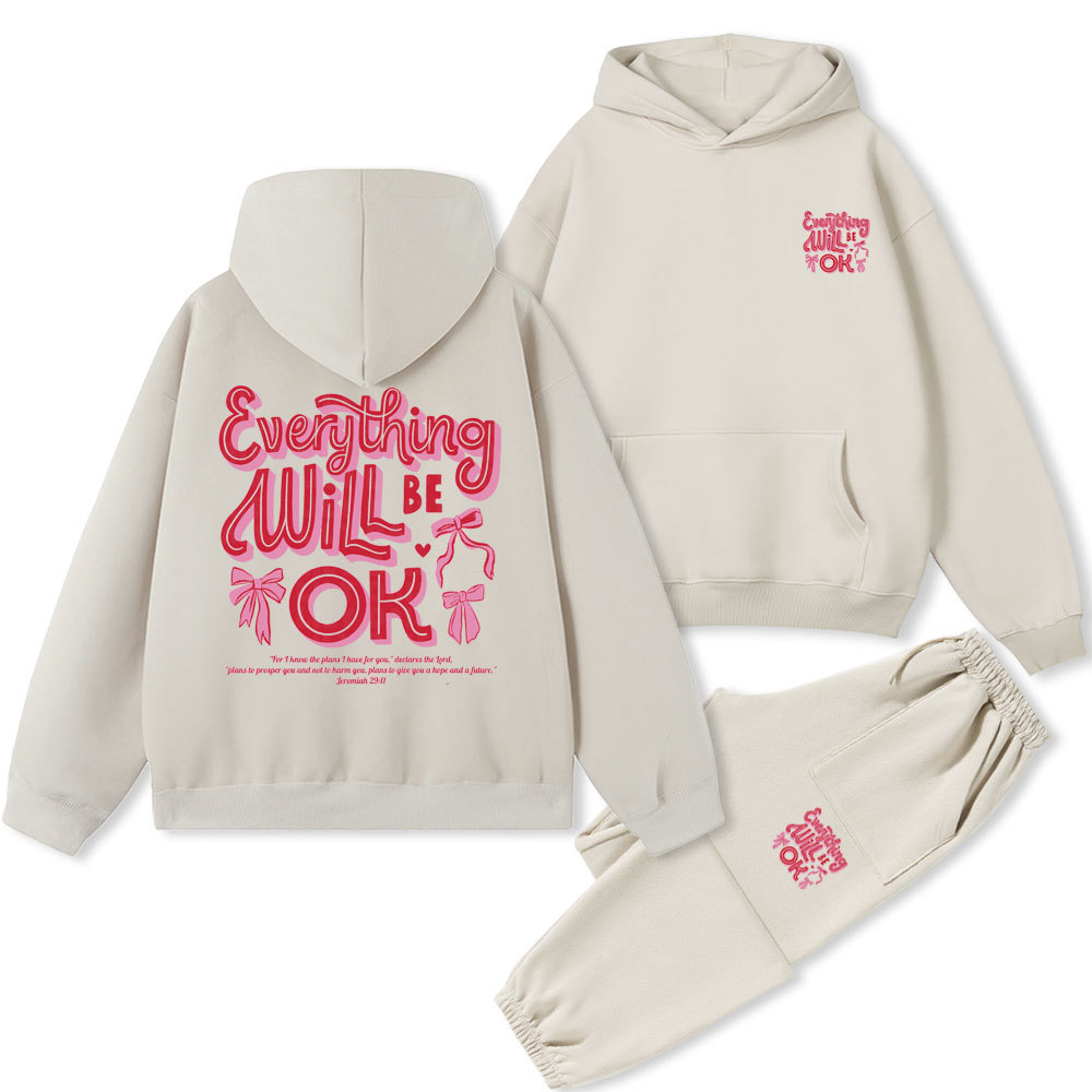 Everything Will Be Ok Christian Fleece Hoodie Set