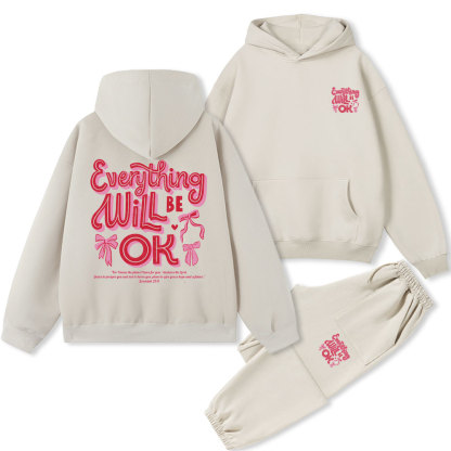 Everything Will Be Ok Christian Fleece Hoodie Set
