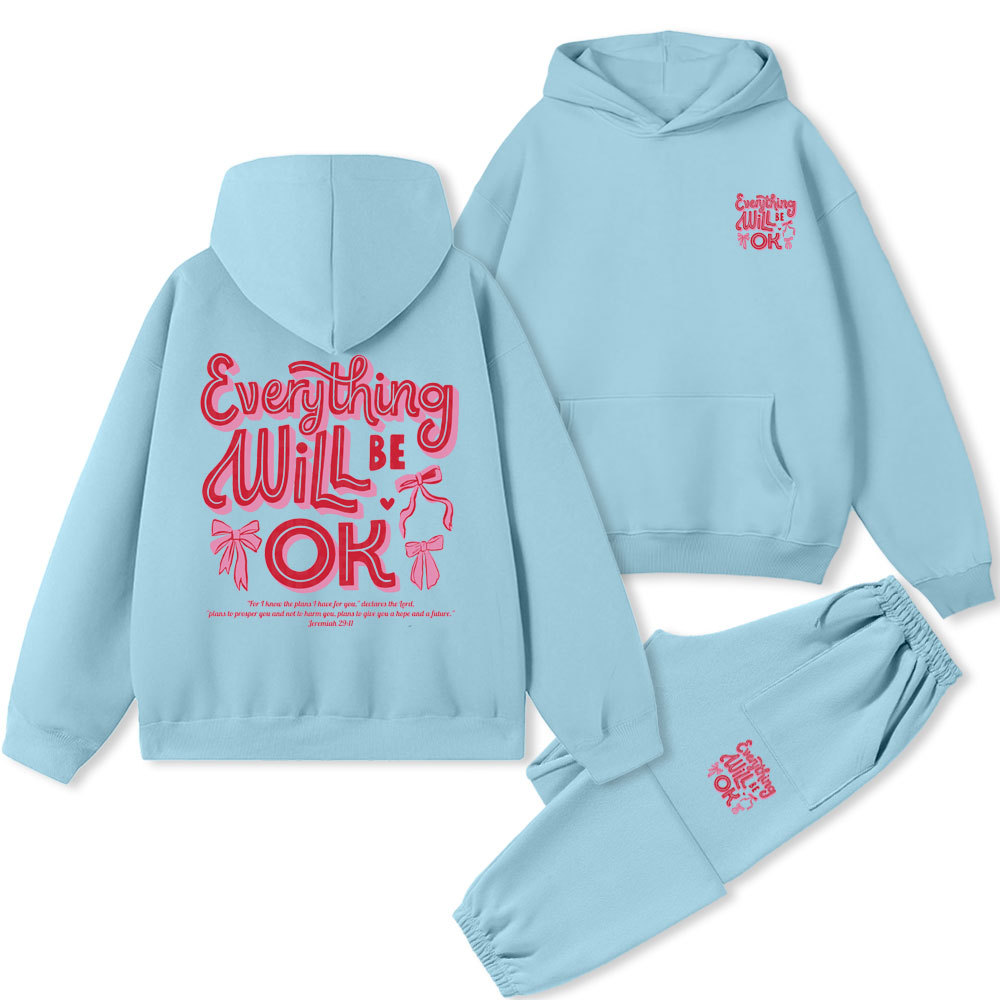 Everything Will Be Ok Christian Fleece Hoodie Set
