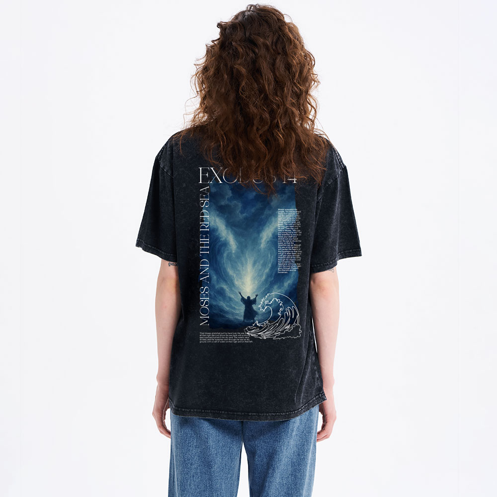 Exodus 14 Christian Washed T-Shirt