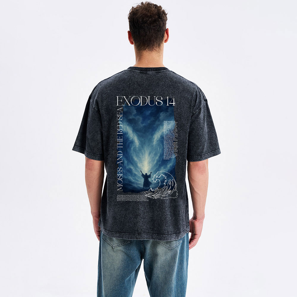 Exodus 14 Christian Washed T-Shirt