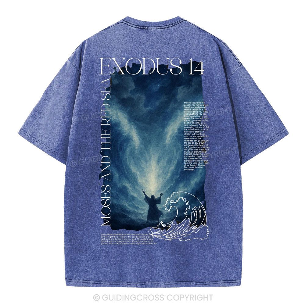 Exodus 14 Christian Washed T-Shirt
