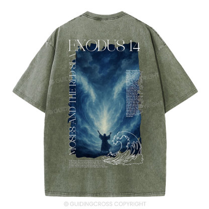 Exodus 14 Christian Washed T-Shirt