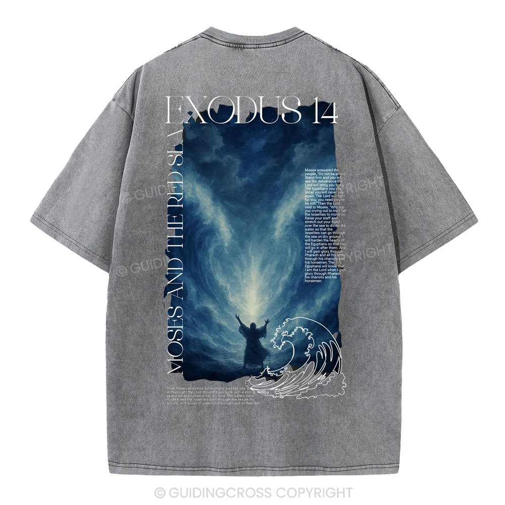 Exodus 14 Christian Washed T-Shirt