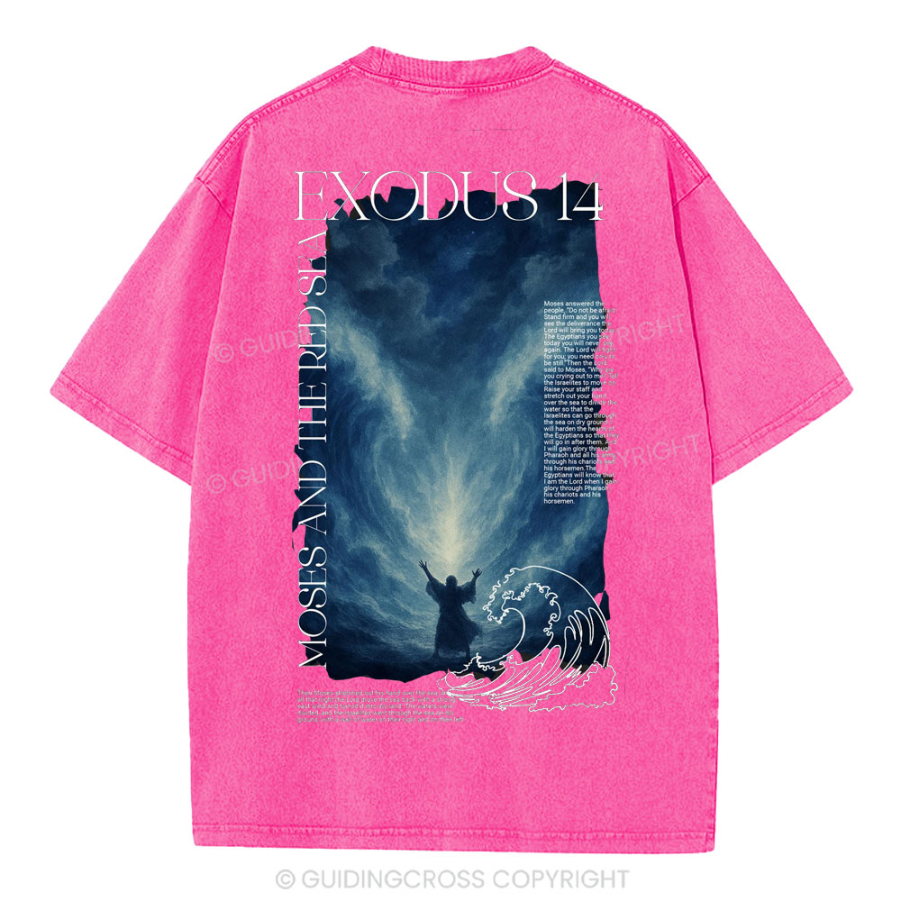 Exodus 14 Christian Washed T-Shirt