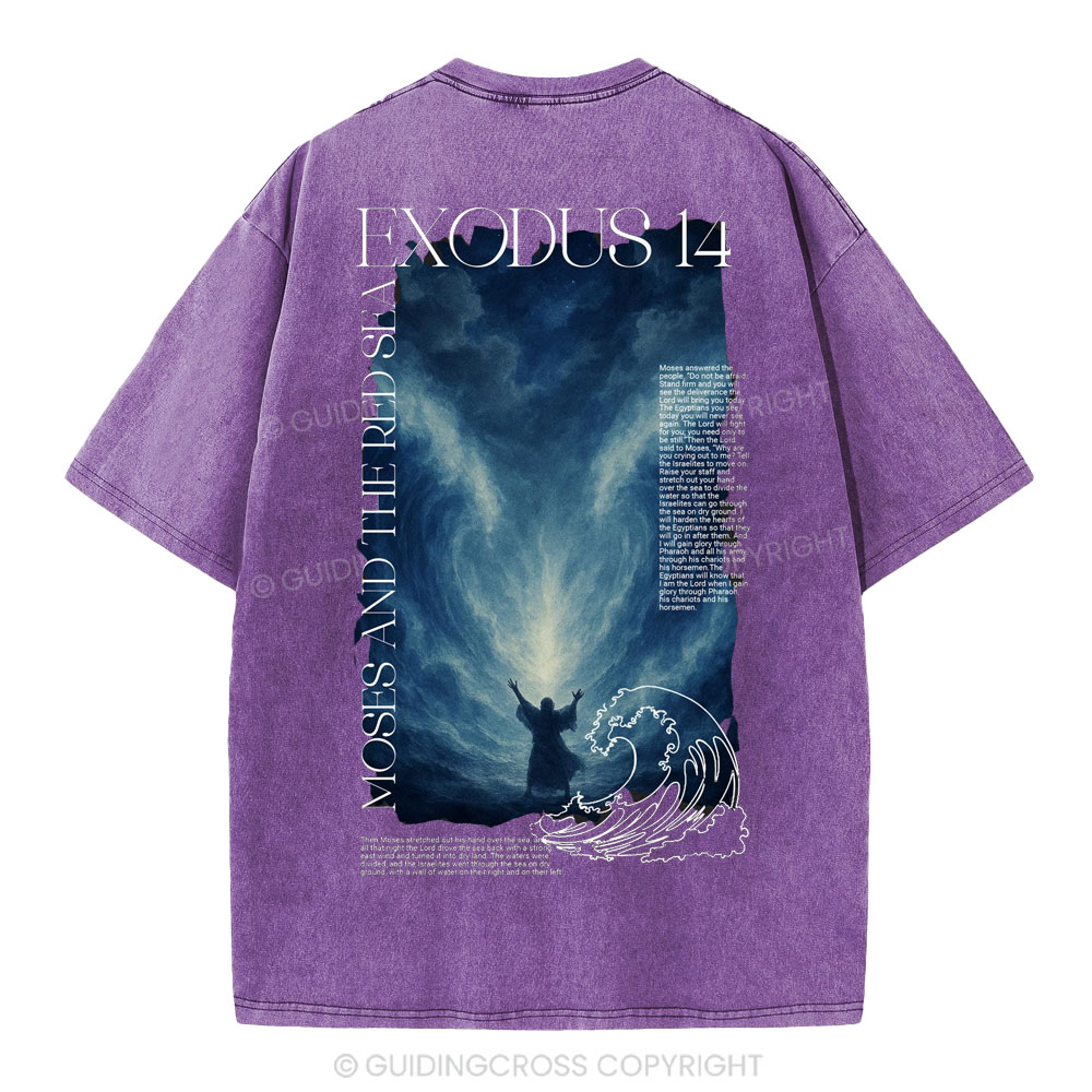 Exodus 14 Christian Washed T-Shirt