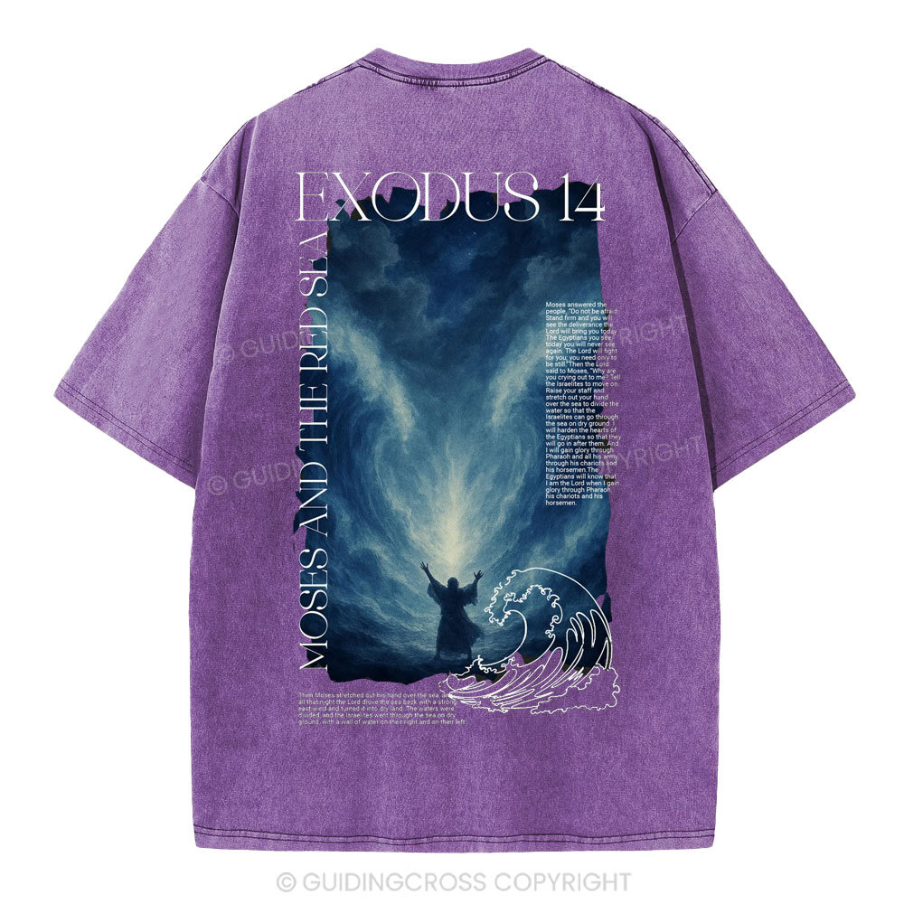 Exodus 14 Christian Washed T-Shirt