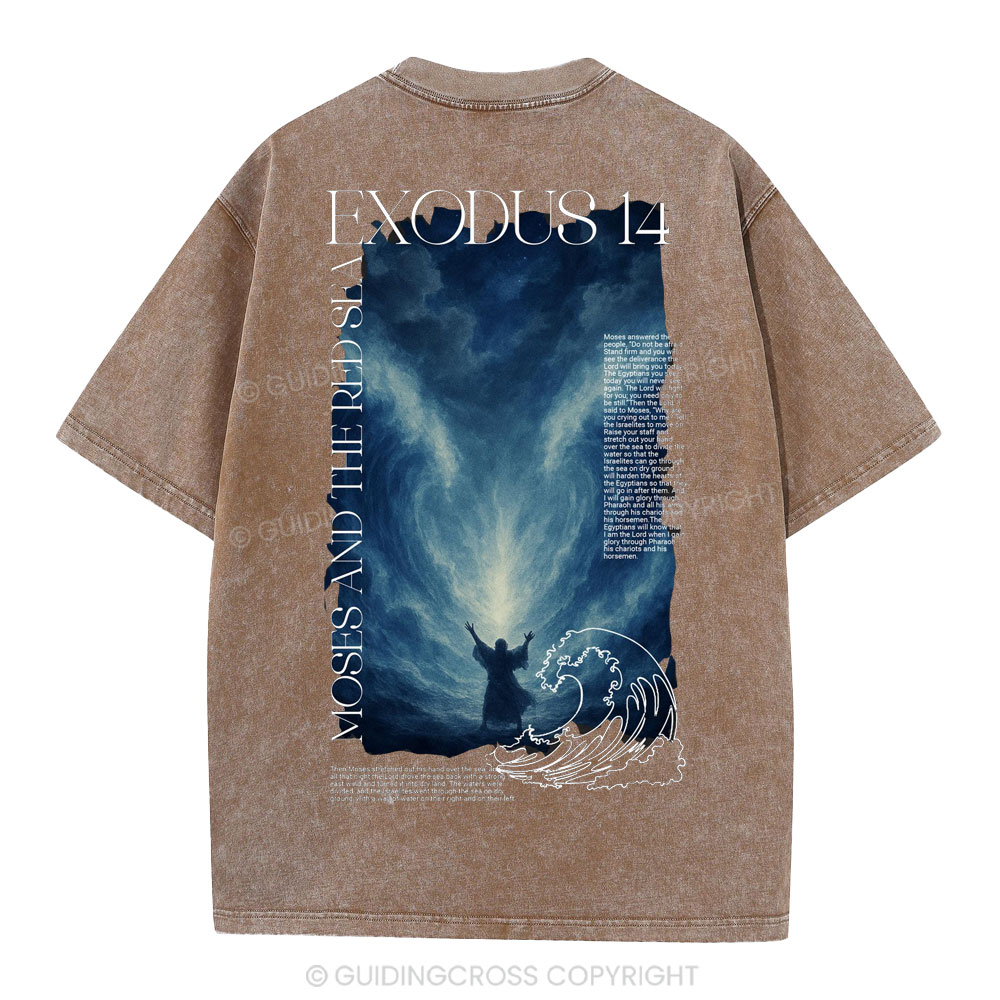 Exodus 14 Christian Washed T-Shirt