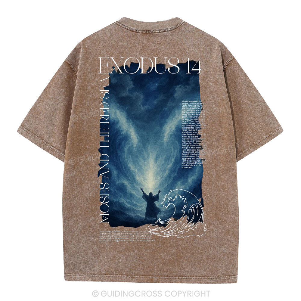 Exodus 14 Christian Washed T-Shirt