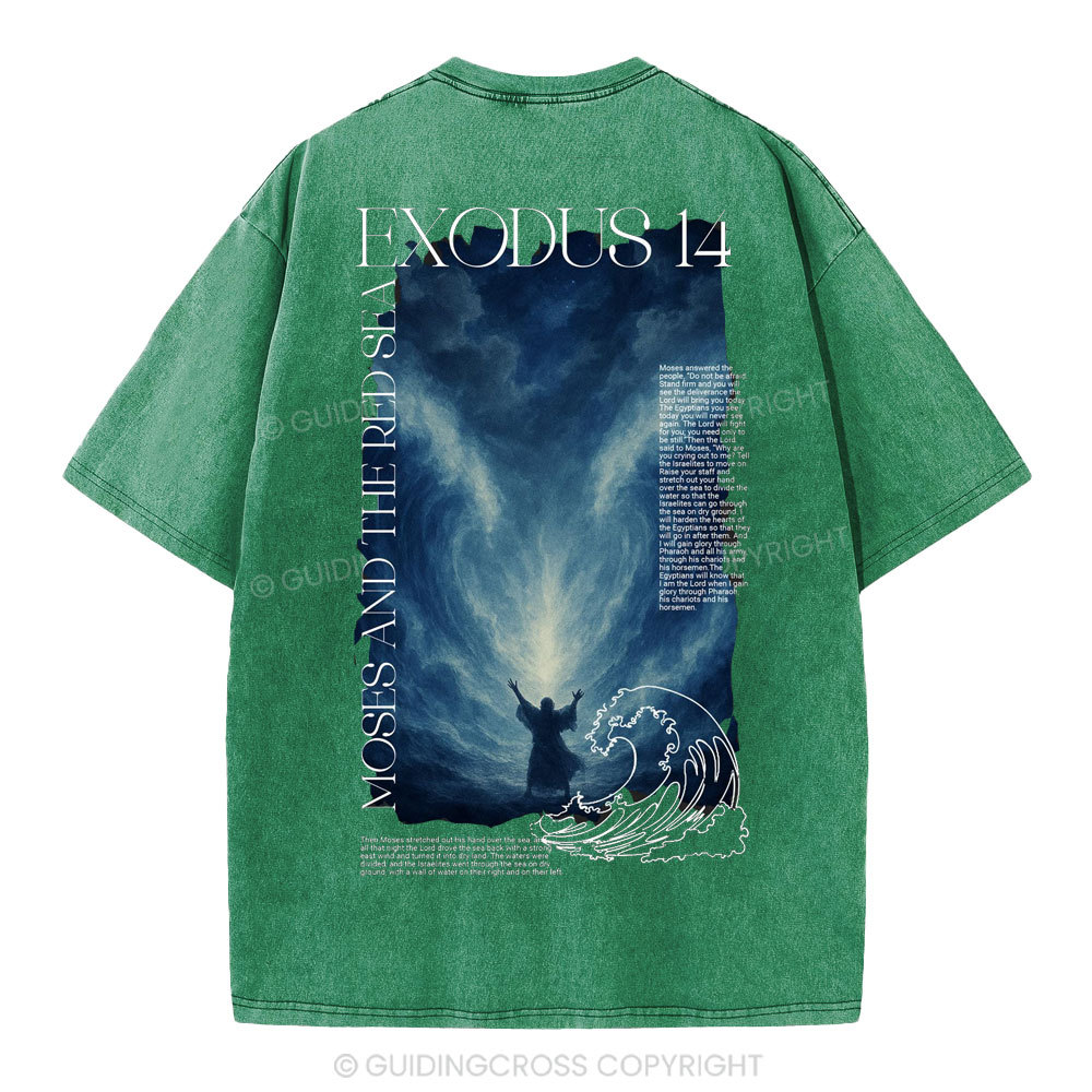 Exodus 14 Christian Washed T-Shirt