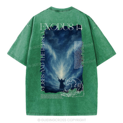 Exodus 14 Christian Washed T-Shirt