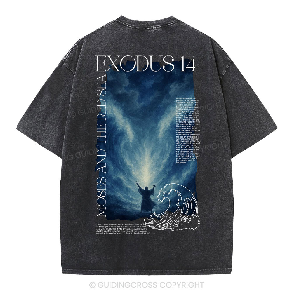 Exodus 14 Christian Washed T-Shirt
