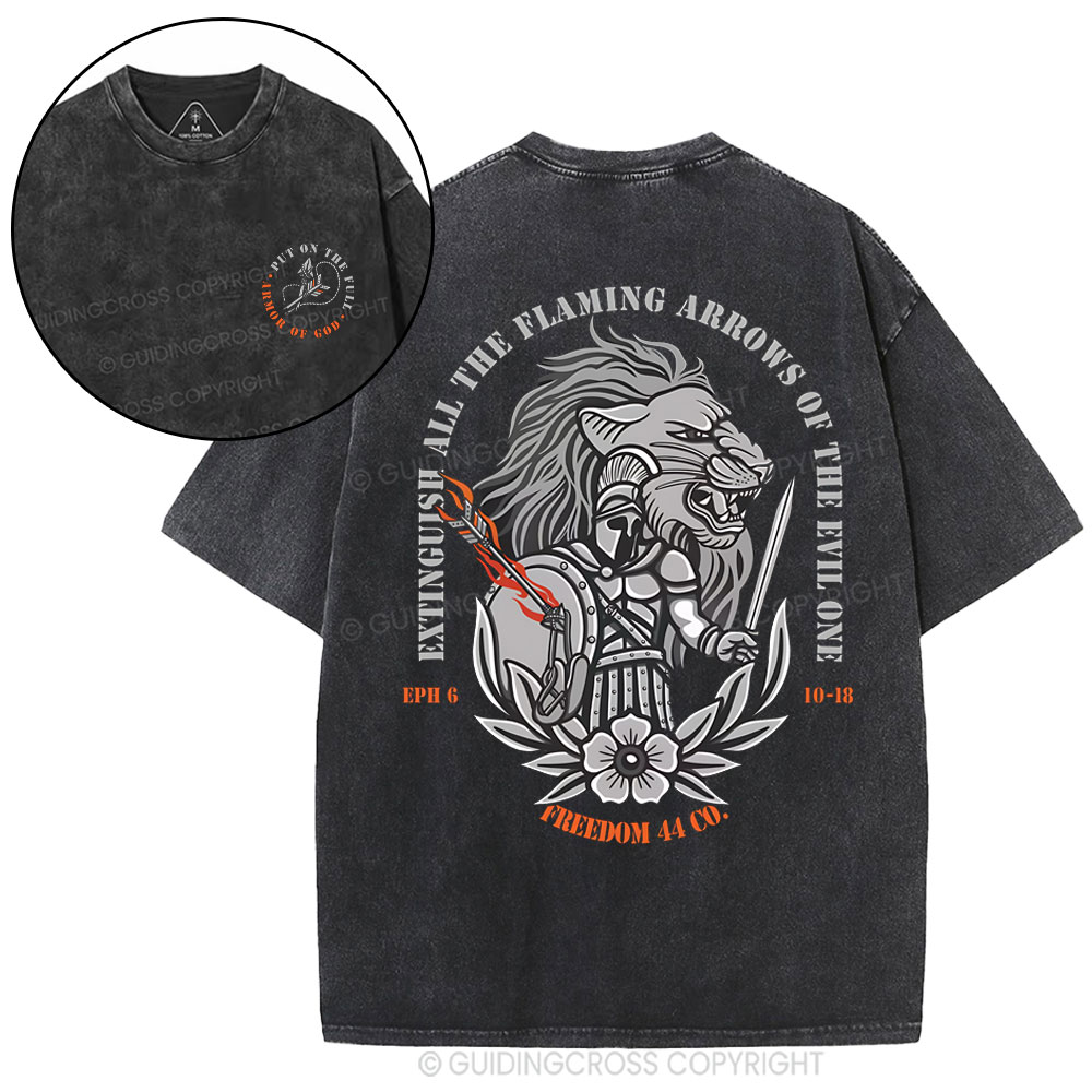 Extingguish All The Flaming Arrows Of The Evil One  Christian Washed T-Shirt