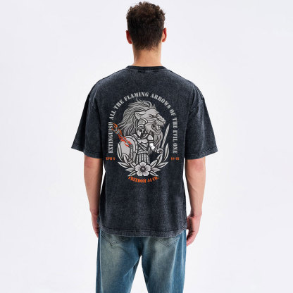 Extingguish All The Flaming Arrows Of The Evil One  Christian Washed T-Shirt