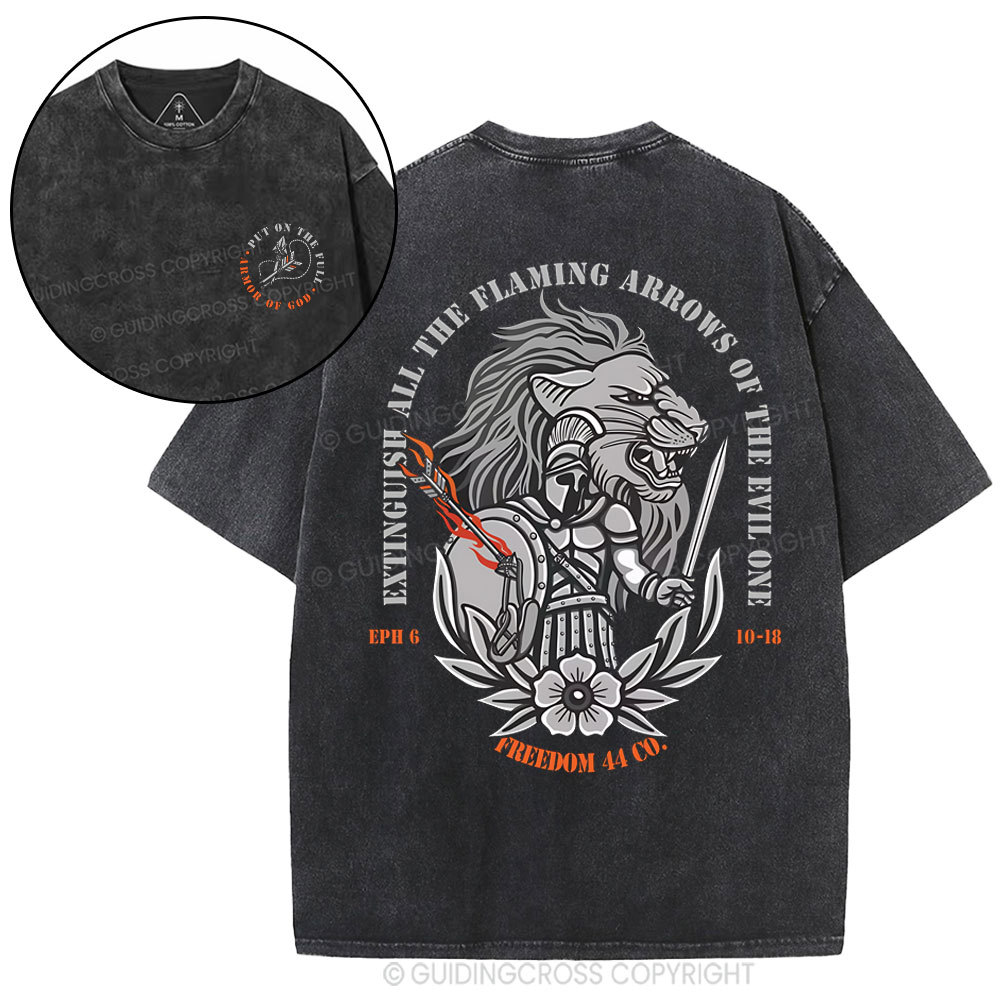 Extingguish All The Flaming Arrows Of The Evil One  Christian Washed T-Shirt