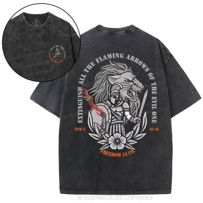 Extingguish All The Flaming Arrows Of The Evil One  Christian Washed T-Shirt