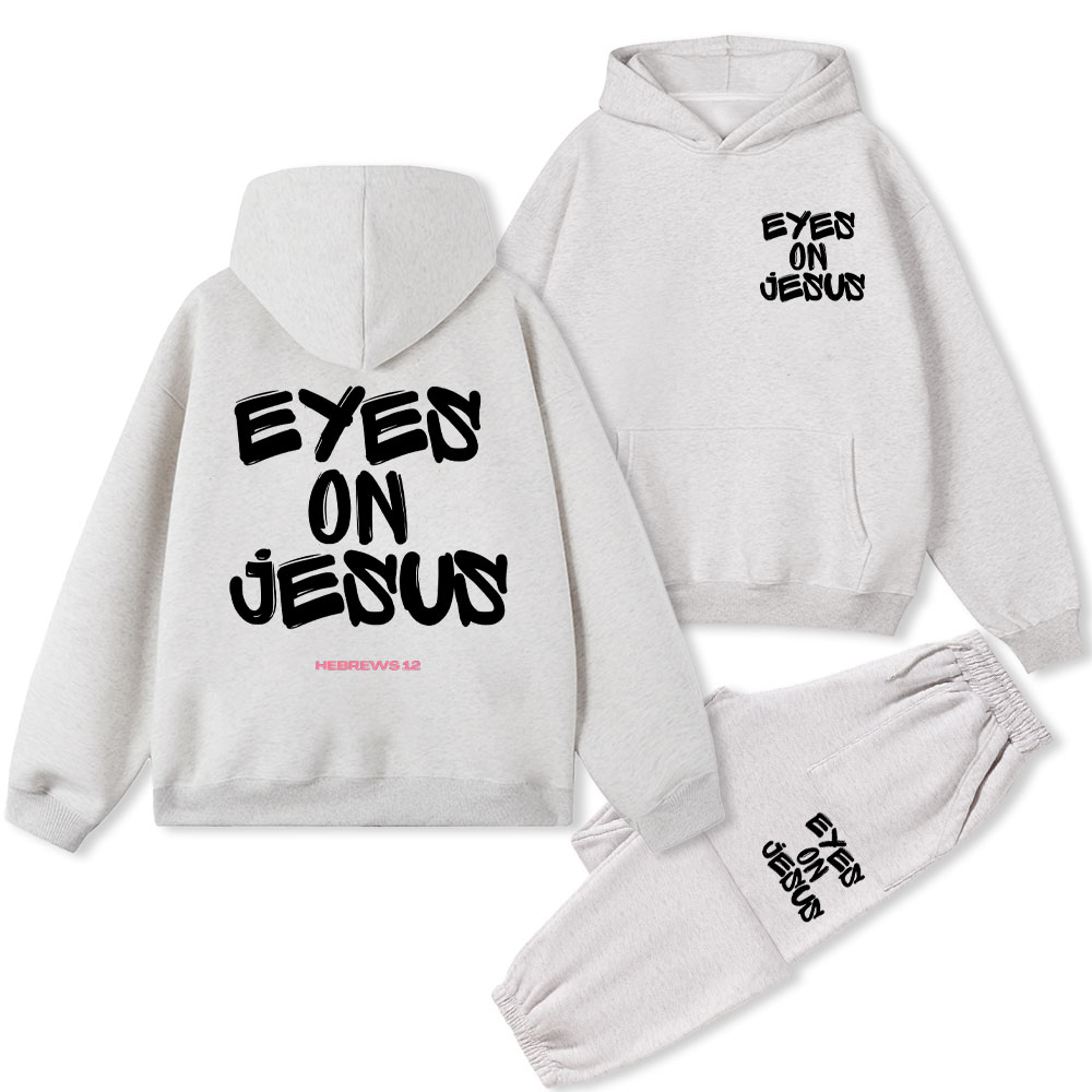 Eyes On Jesus Christian Fleece Hoodie Set