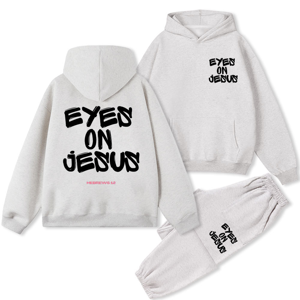 Eyes On Jesus Christian Fleece Hoodie Set