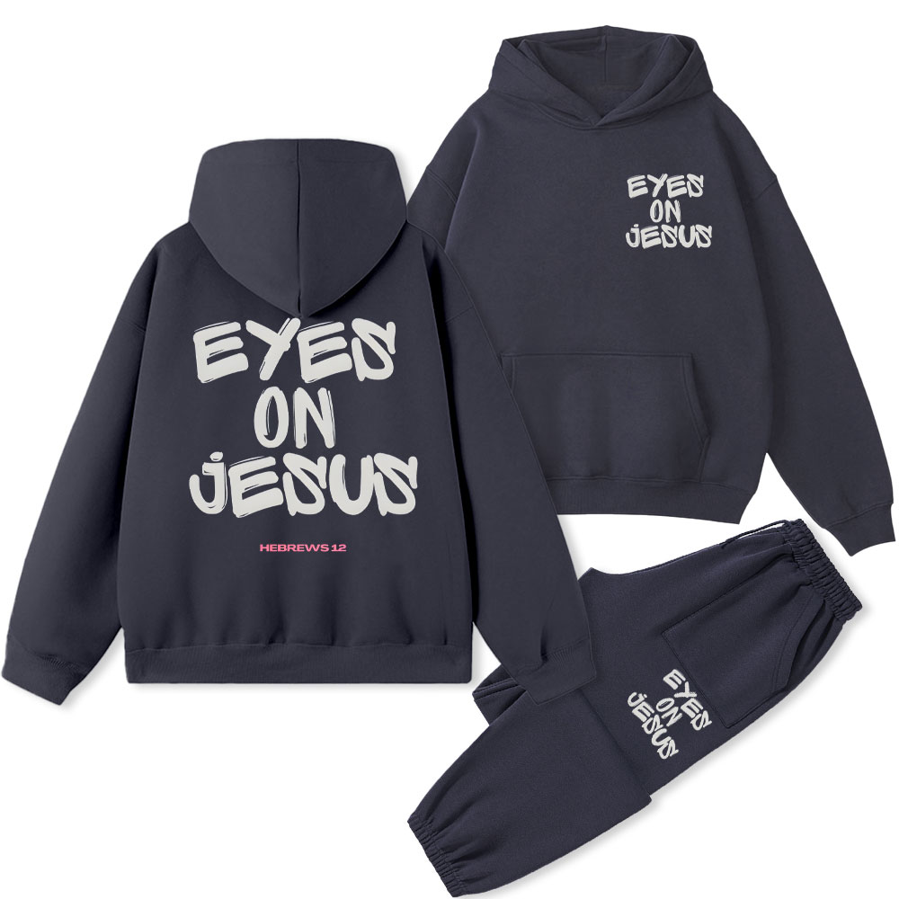 Eyes On Jesus Christian Fleece Hoodie Set
