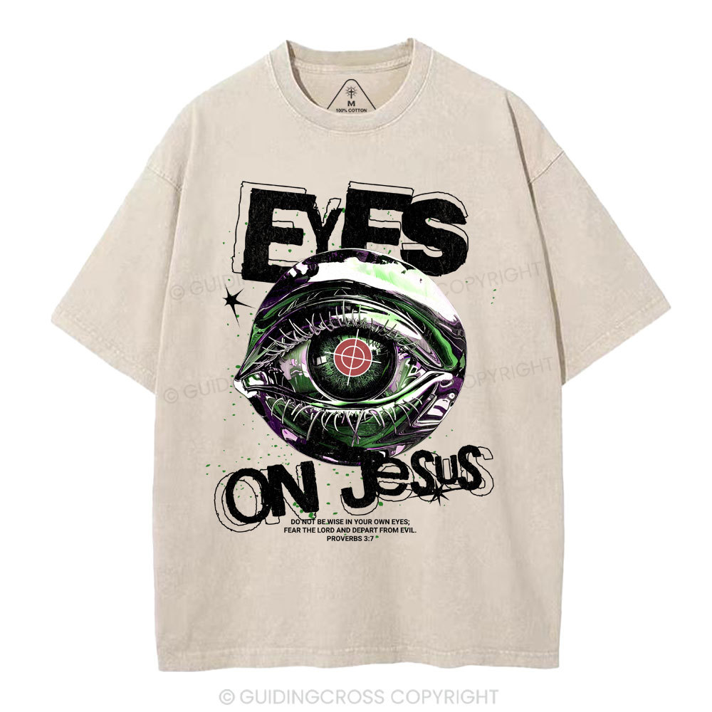 Eyes On Jesus Christian Washed T-Shirt