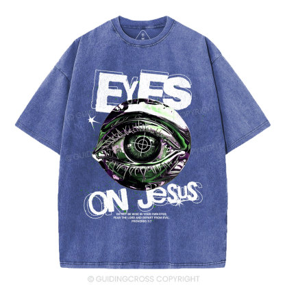 Eyes On Jesus Christian Washed T-Shirt