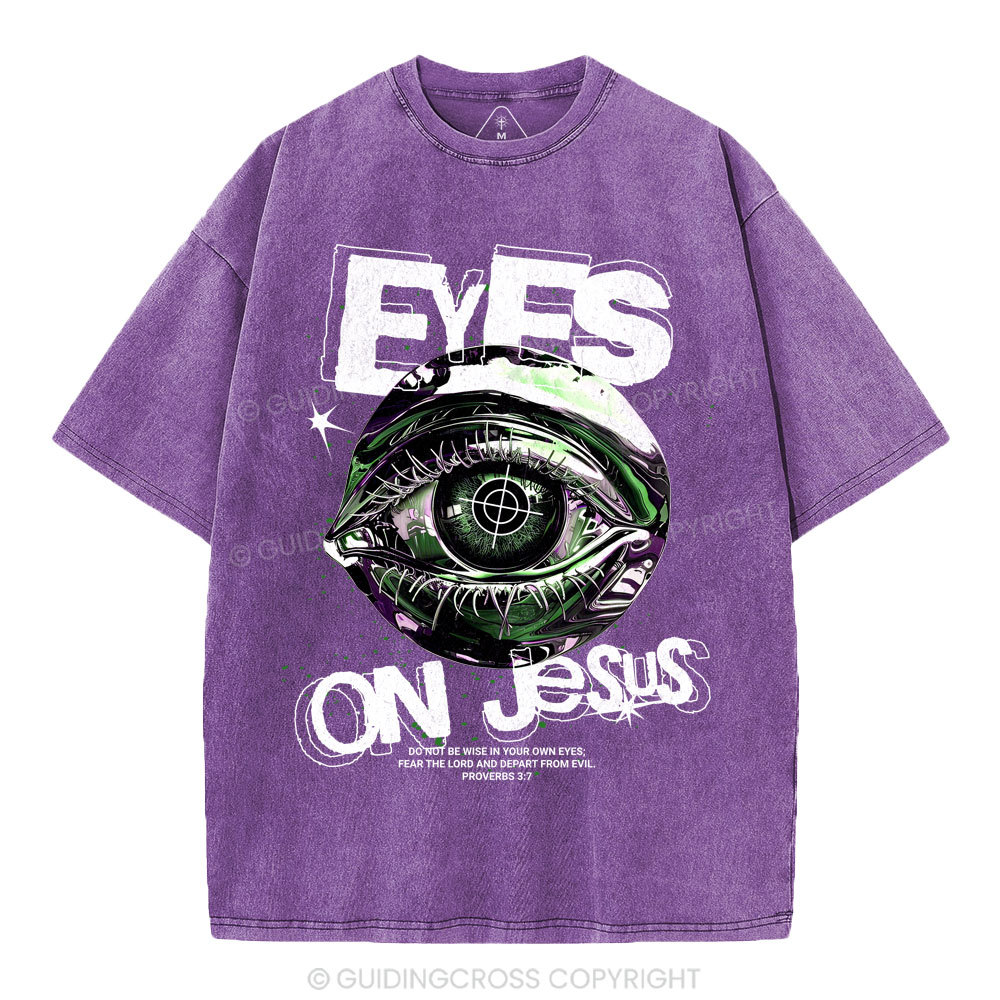 Eyes On Jesus Christian Washed T-Shirt