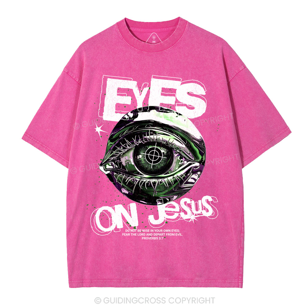 Eyes On Jesus Christian Washed T-Shirt