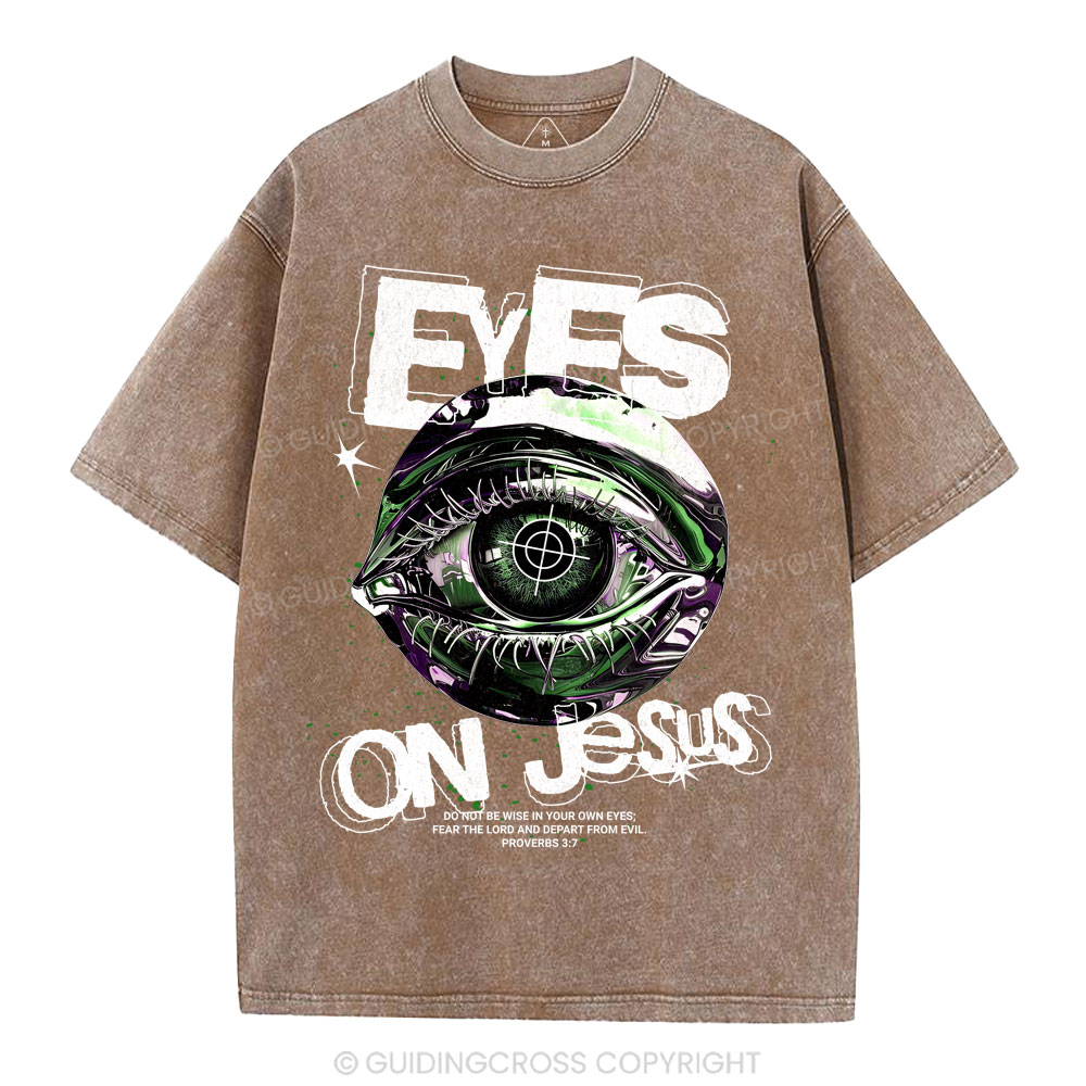 Eyes On Jesus Christian Washed T-Shirt