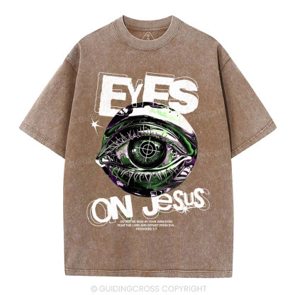 Eyes On Jesus Christian Washed T-Shirt