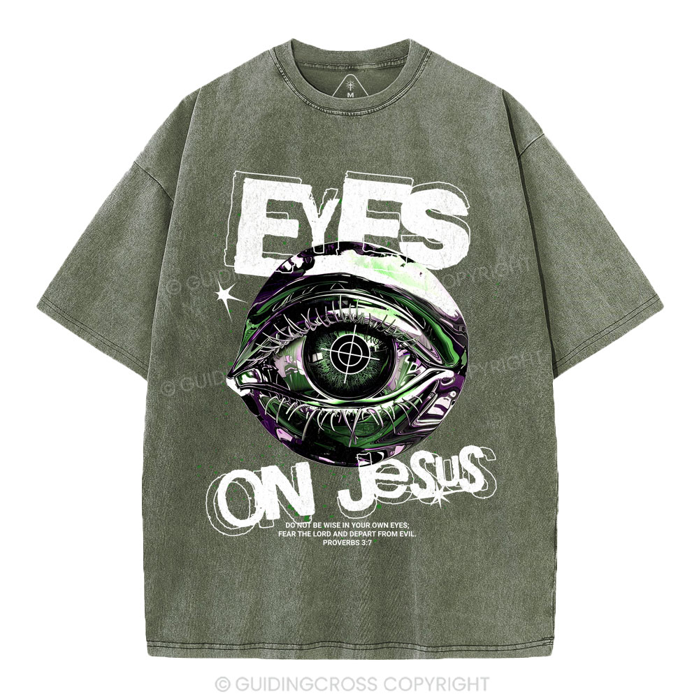 Eyes On Jesus Christian Washed T-Shirt