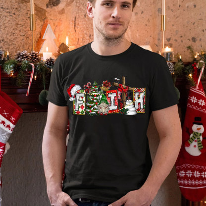 Faith And Christmas With Cross Christian T-Shirt