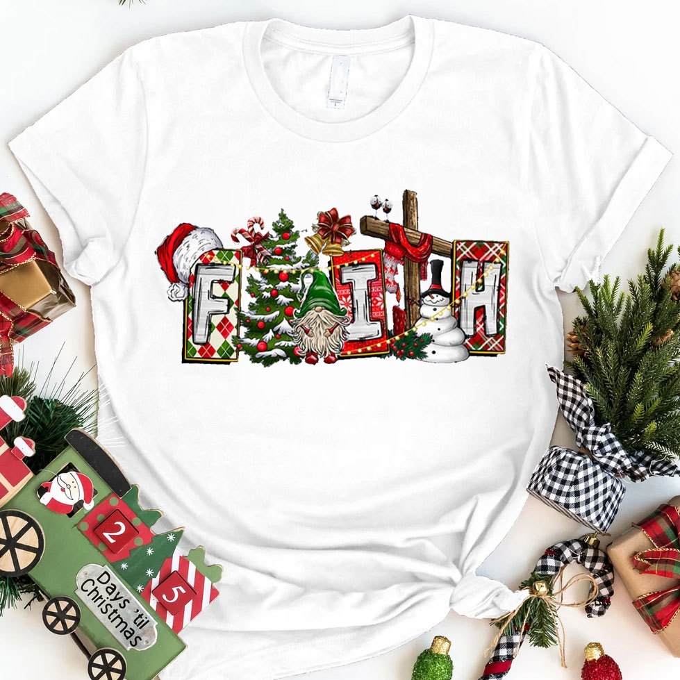 Faith And Christmas With Cross Christian T-Shirt