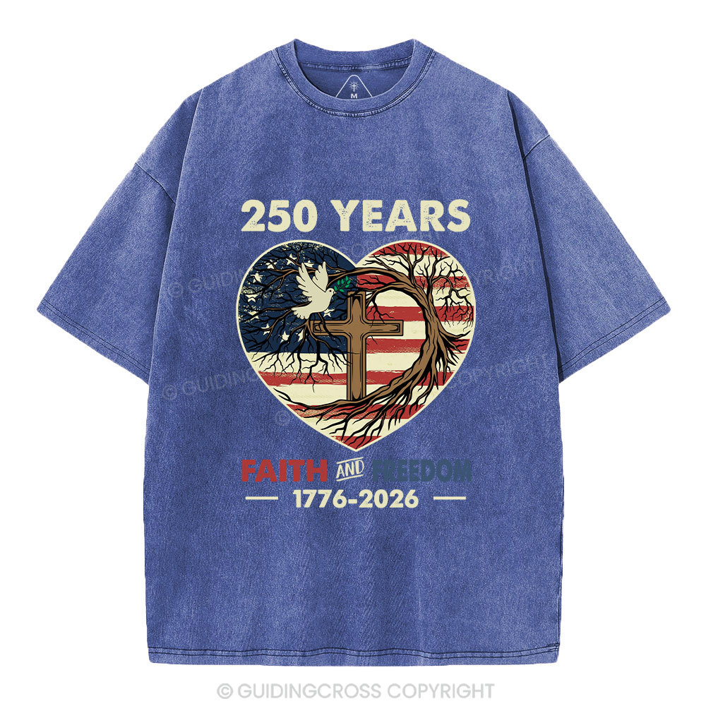 Faith And Freedom Christian Washed T-Shirt