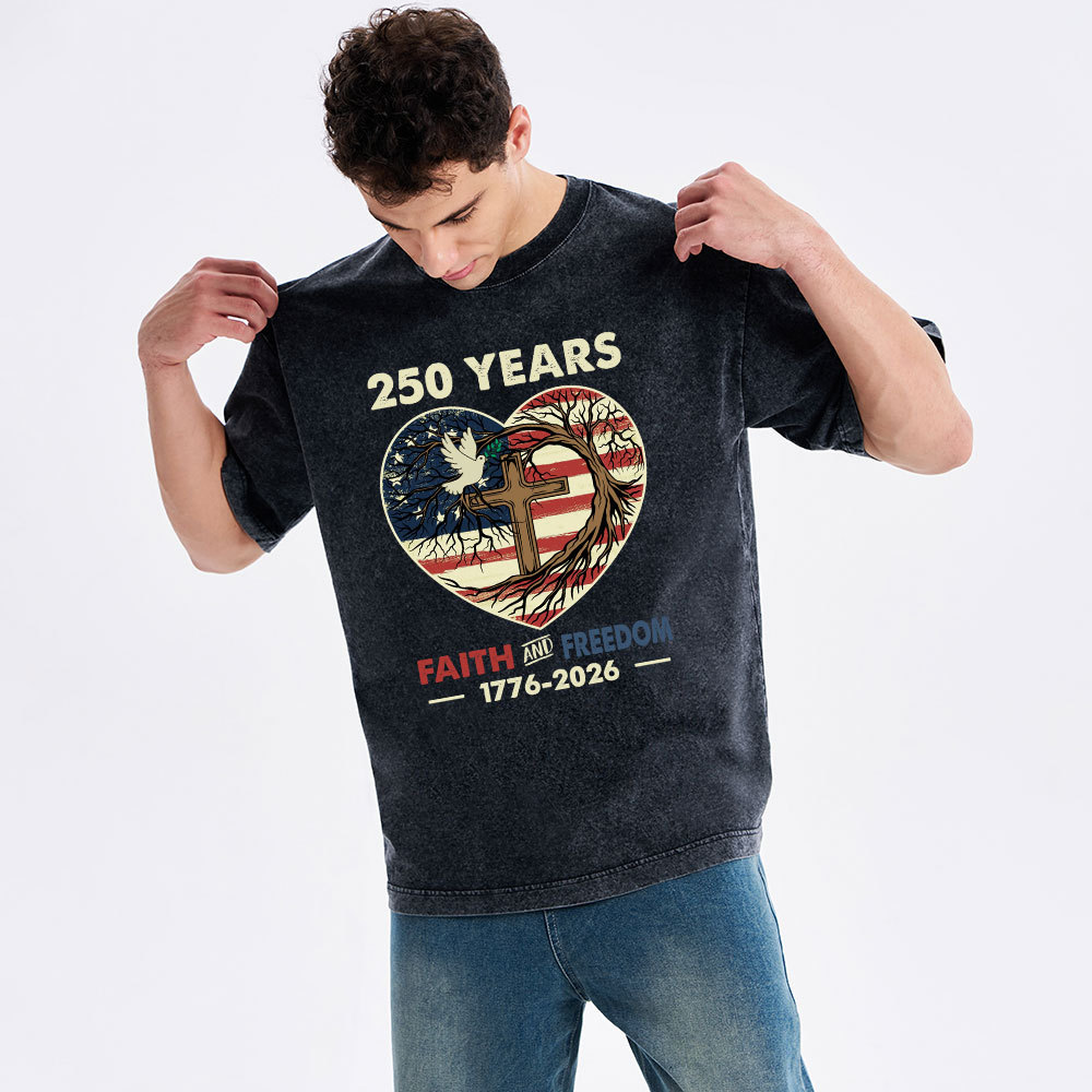 Faith And Freedom Christian Washed T-Shirt