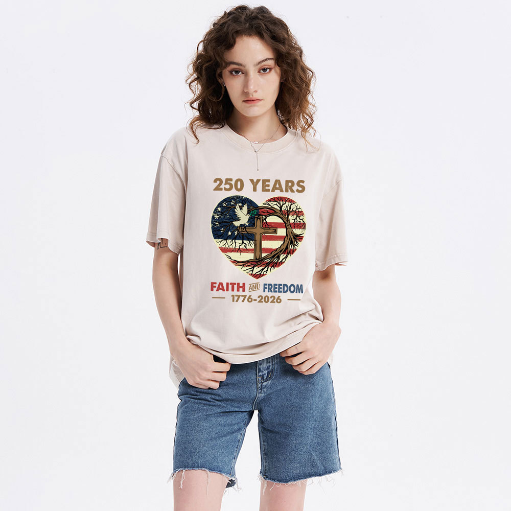 Faith And Freedom Christian Washed T-Shirt