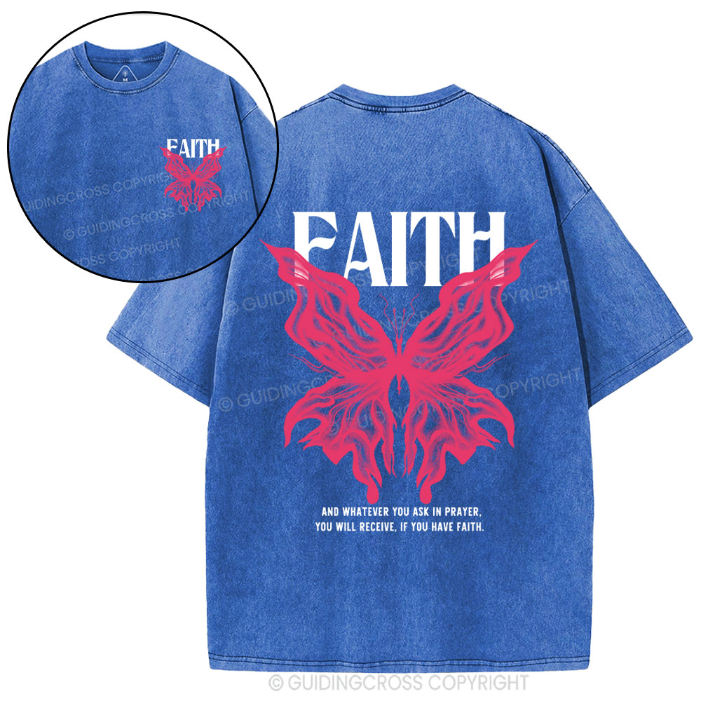 Faith Butterfly Christian Washed T-Shirt